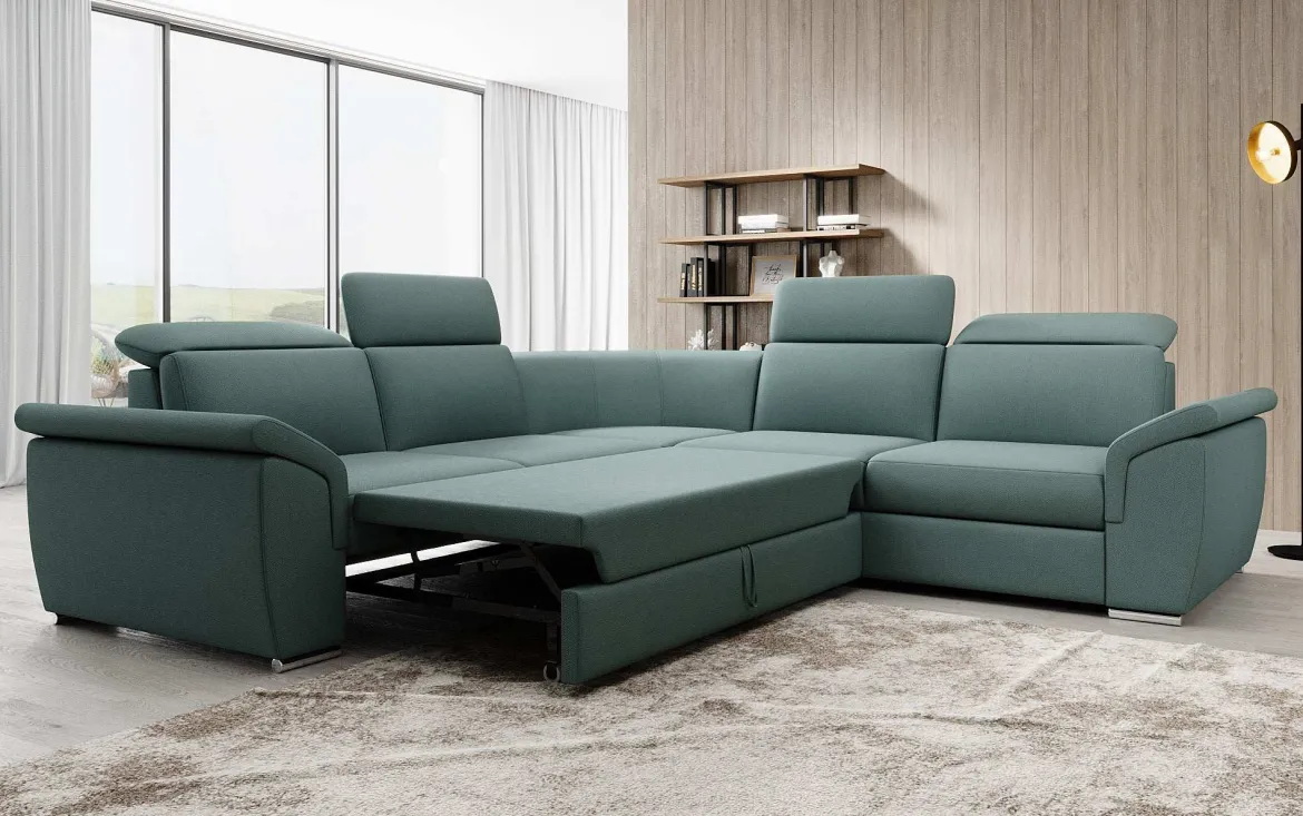 Designer Ecksofa Fernando mit Schlaffunktion und Stauraum