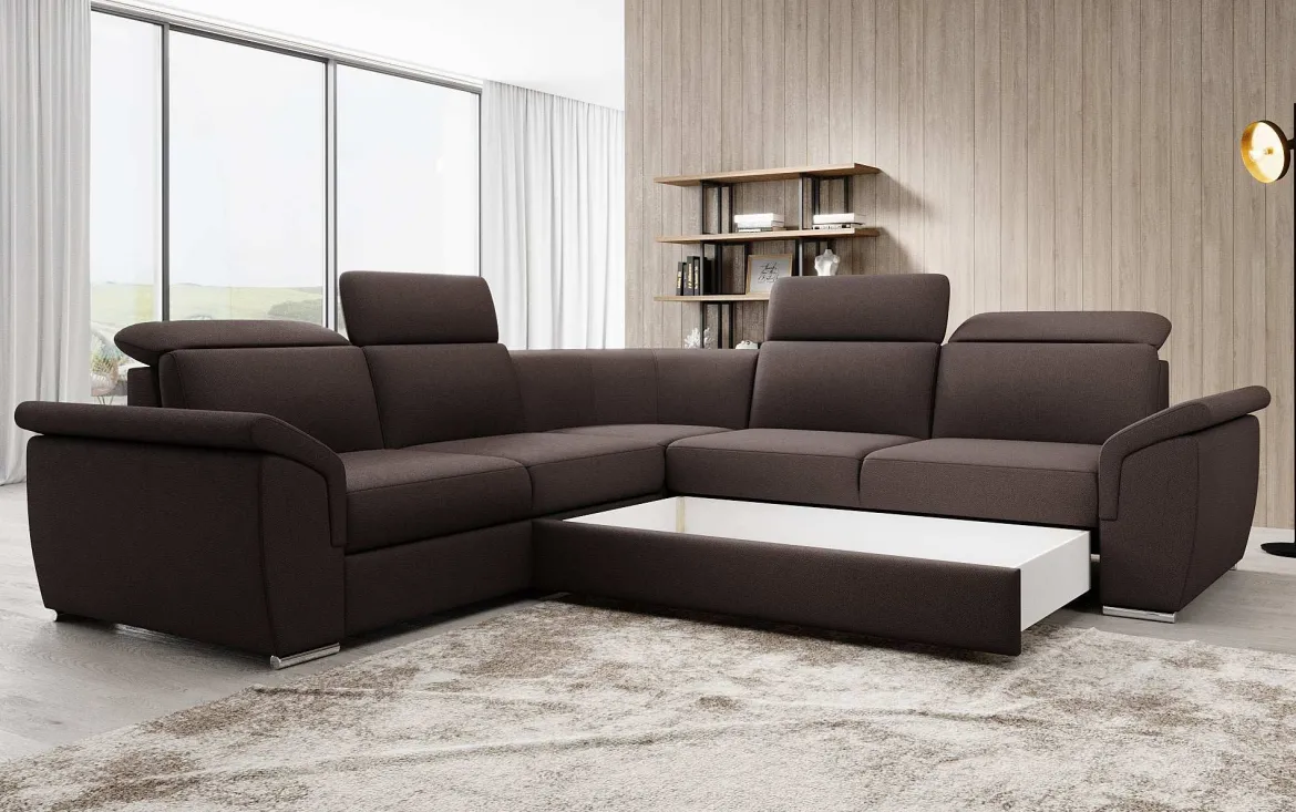 Designer Ecksofa Fernando mit Schlaffunktion und Stauraum