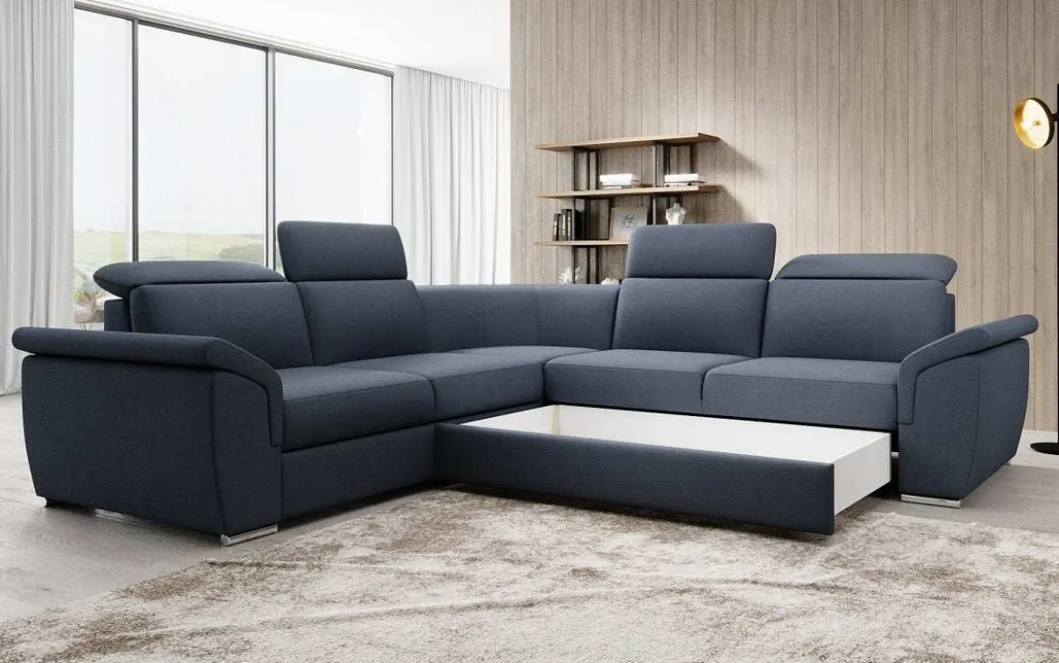 Designer Ecksofa Fernando mit Schlaffunktion und Stauraum