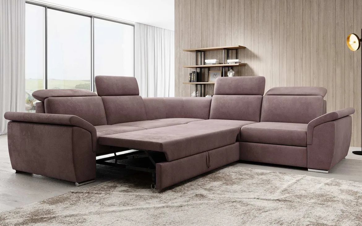 Designer Ecksofa Fernando mit Schlaffunktion und Stauraum