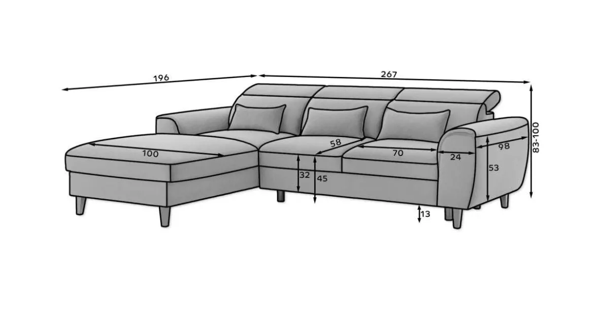 Designer Ecksofa Forino mit Schlaf- und Klappfunktion