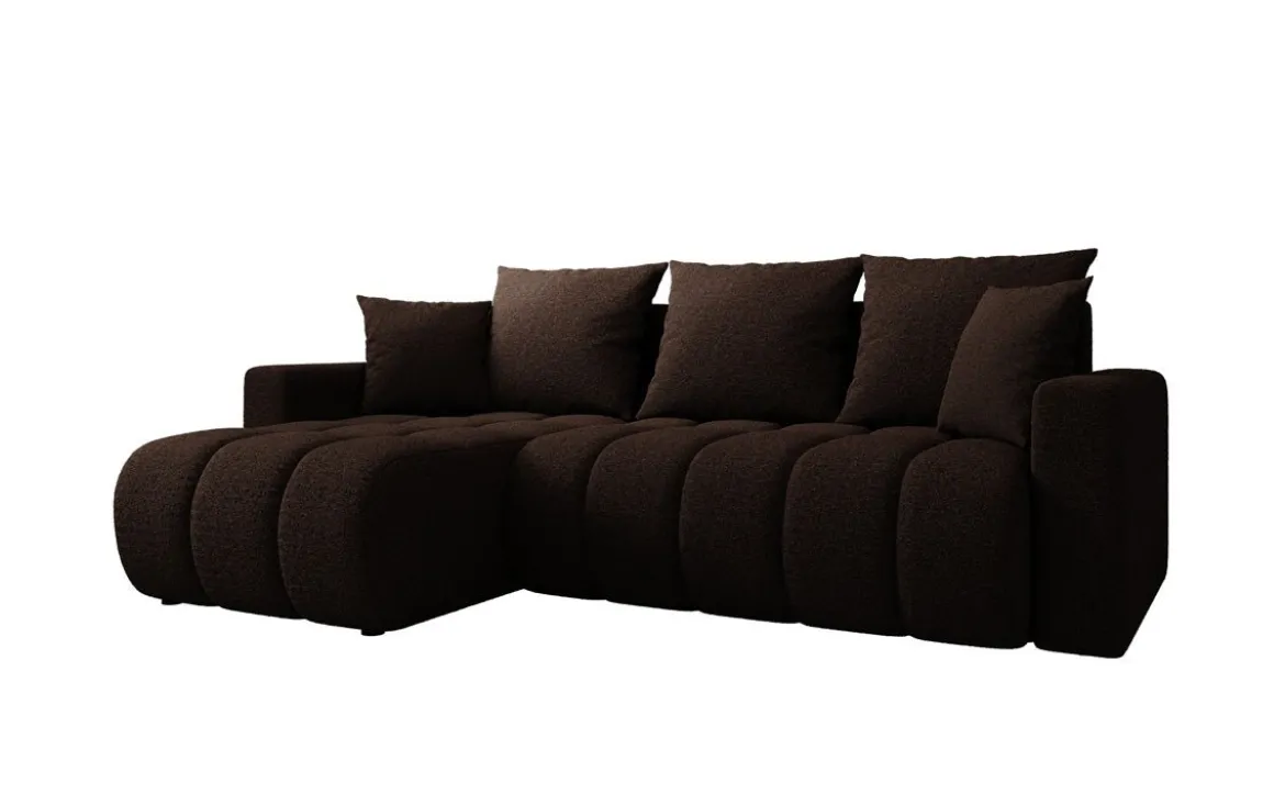 Designer Ecksofa Giulio mit Schlaf- und Klappfunktion in Bouclé