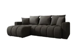 Designer Ecksofa Giulio mit Schlaf- und Klappfunktion in Bouclé