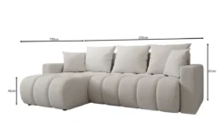Designer Ecksofa Giulio mit Schlaf- und Klappfunktion in Bouclé