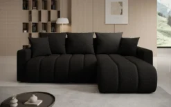 Designer Ecksofa Giulio mit Schlaf- und Klappfunktion in Bouclé