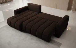 Designer Ecksofa Giulio mit Schlaf- und Klappfunktion in Bouclé