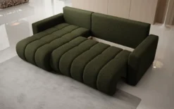 Designer Ecksofa Giulio mit Schlaf- und Klappfunktion in Bouclé