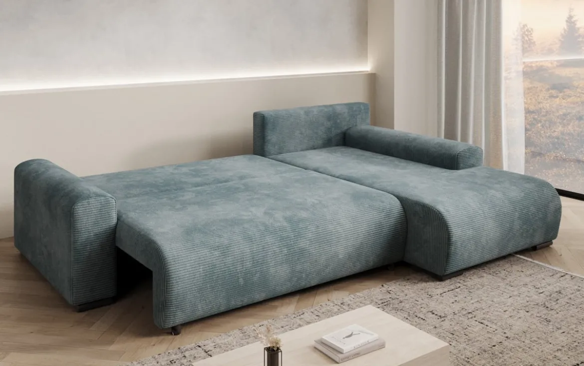 Designer Ecksofa Hanna mit Schlaffunktion und Stauraum