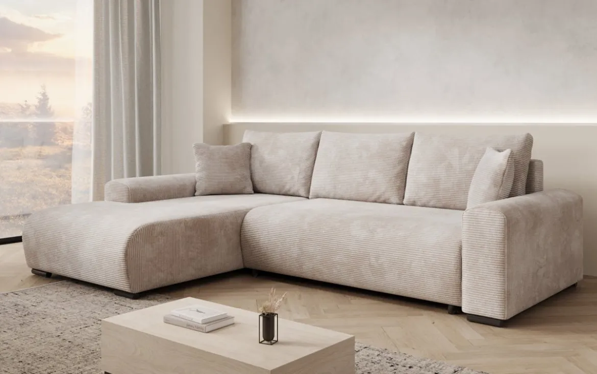 Designer Ecksofa Hanna mit Schlaffunktion und Stauraum