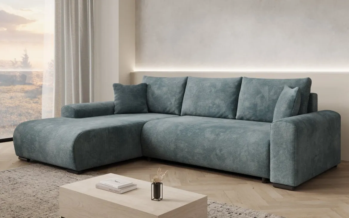 Designer Ecksofa Hanna mit Schlaffunktion und Stauraum