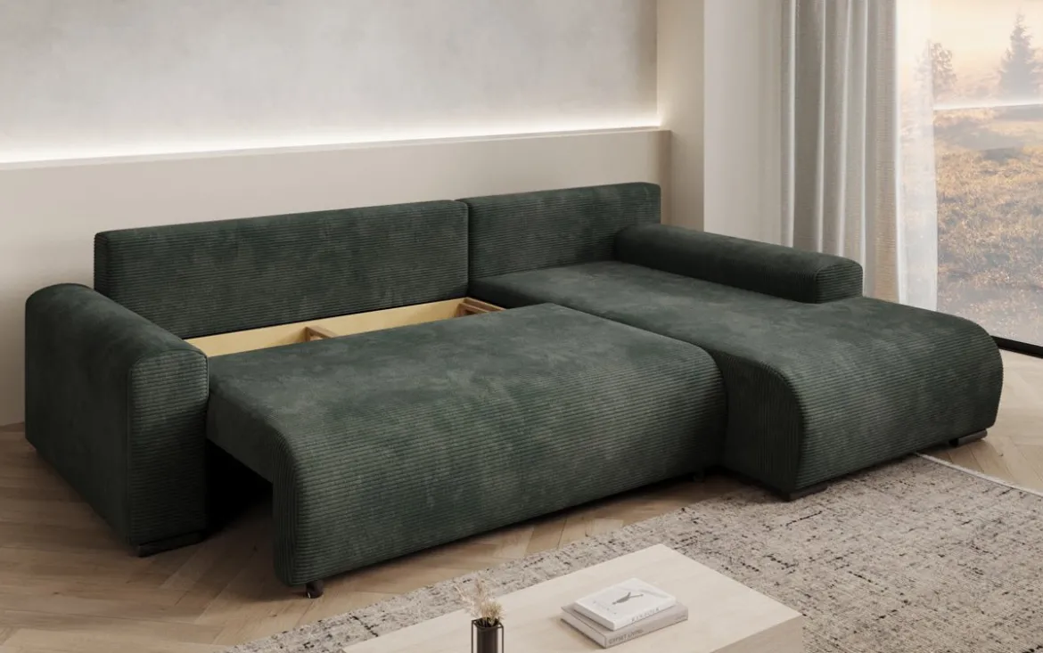Designer Ecksofa Hanna mit Schlaffunktion und Stauraum