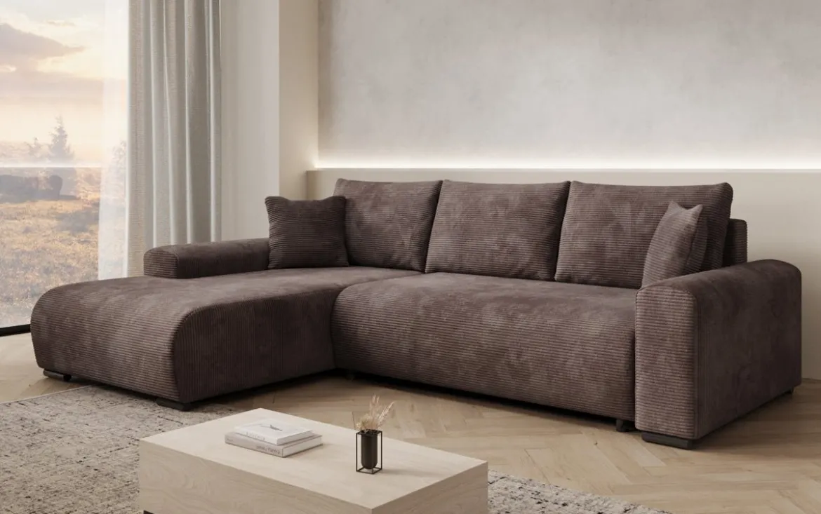 Designer Ecksofa Hanna mit Schlaffunktion und Stauraum