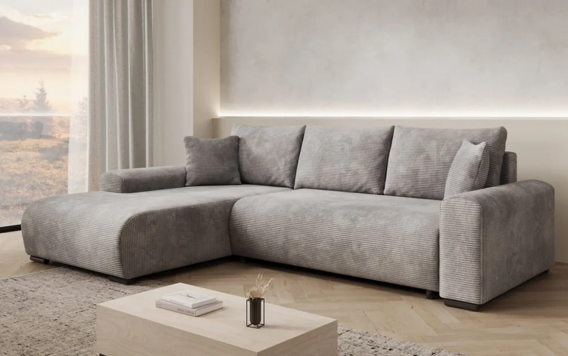 Designer Ecksofa Hanna mit Schlaffunktion und Stauraum