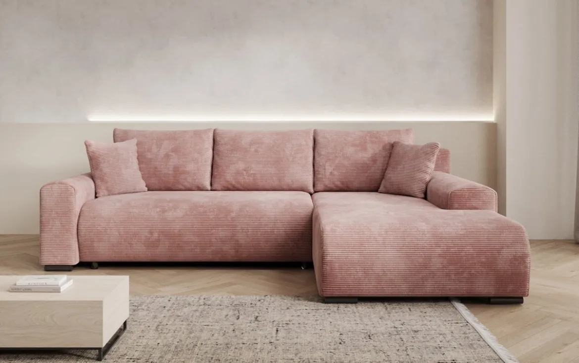Designer Ecksofa Hanna mit Schlaffunktion und Stauraum