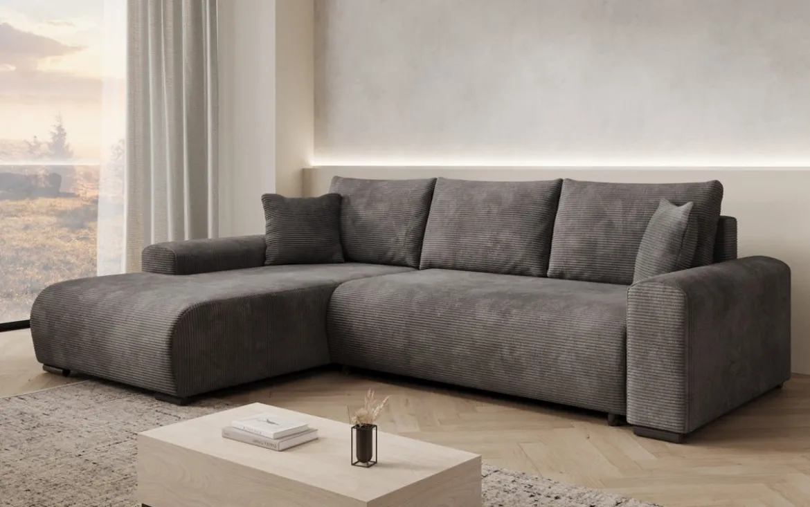 Designer Ecksofa Hanna mit Schlaffunktion und Stauraum
