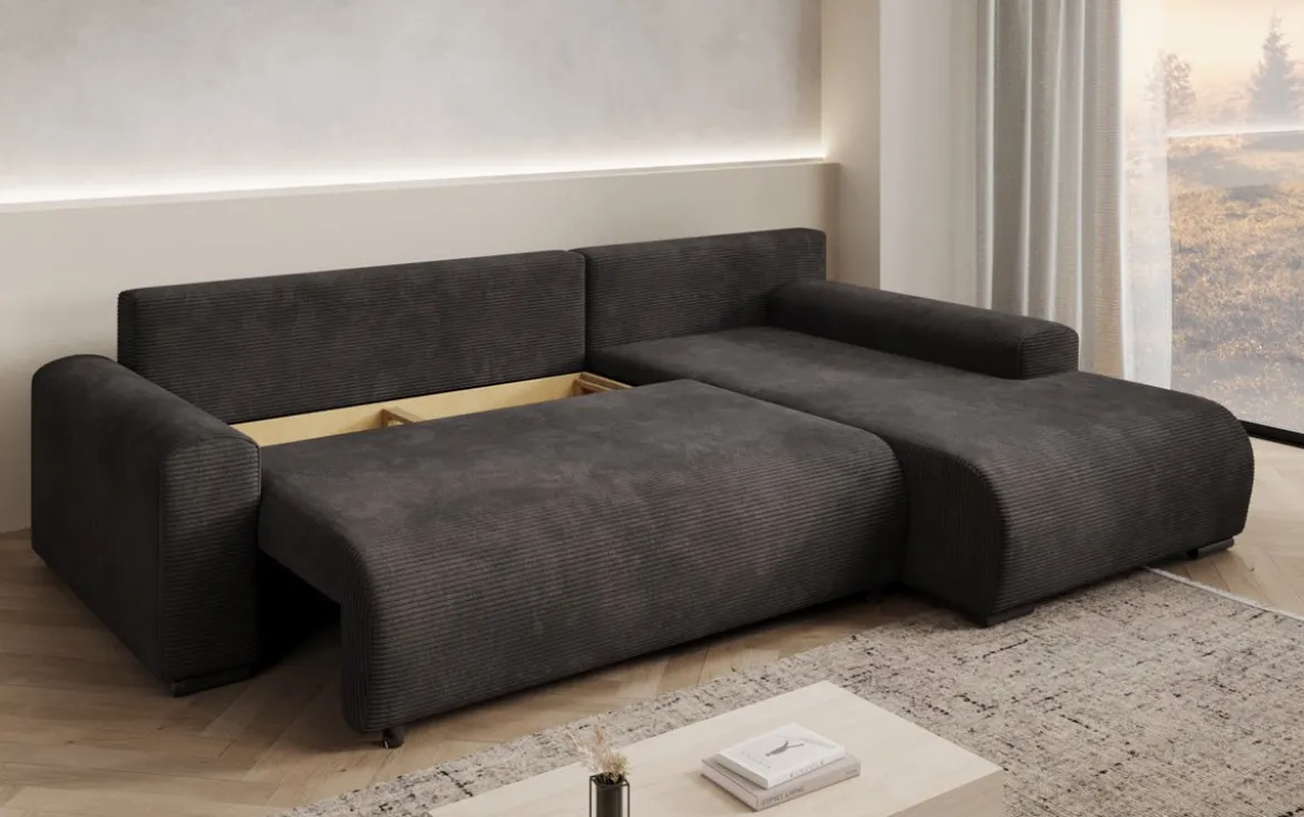 Designer Ecksofa Hanna mit Schlaffunktion und Stauraum