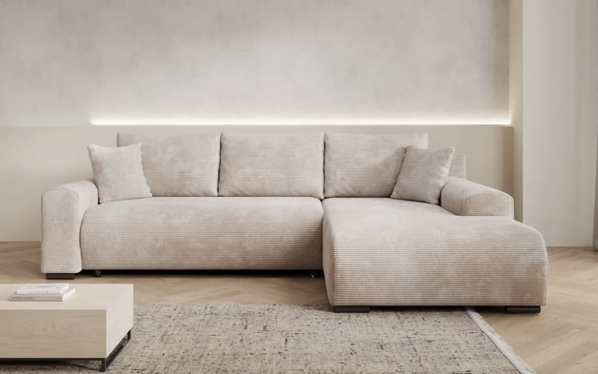 Designer Ecksofa Hanna mit Schlaffunktion und Stauraum