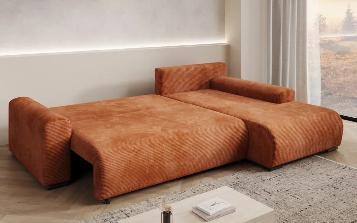 Designer Ecksofa Hanna mit Schlaffunktion und Stauraum