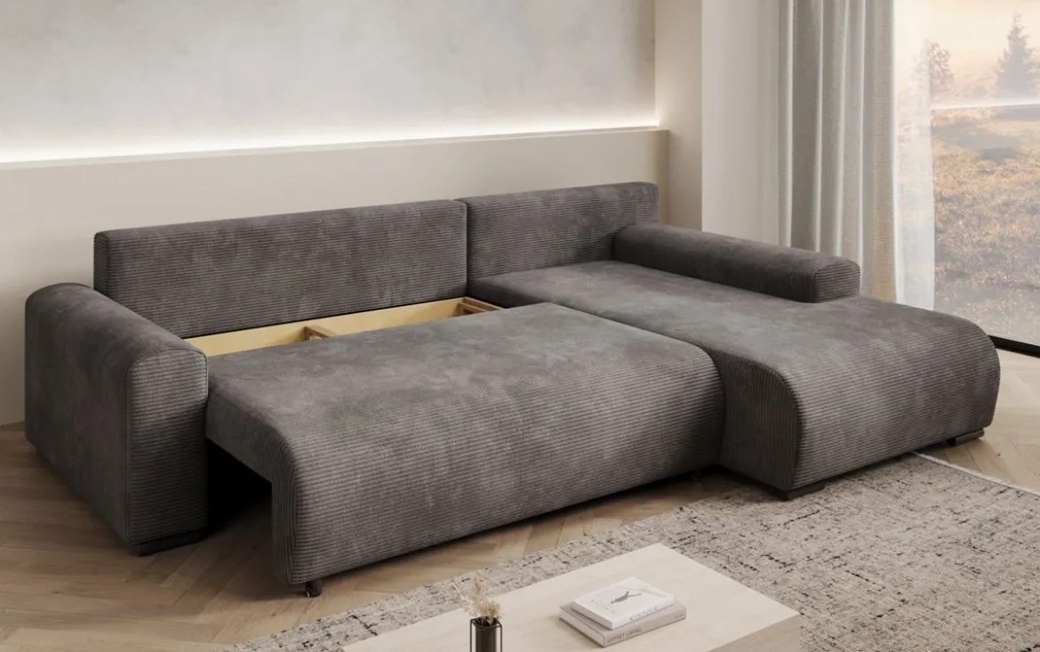 Designer Ecksofa Hanna mit Schlaffunktion und Stauraum