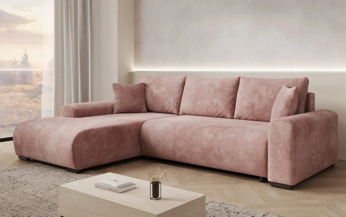 Designer Ecksofa Hanna mit Schlaffunktion und Stauraum