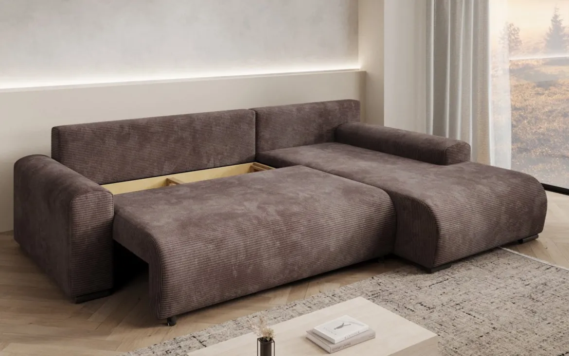 Designer Ecksofa Hanna mit Schlaffunktion und Stauraum