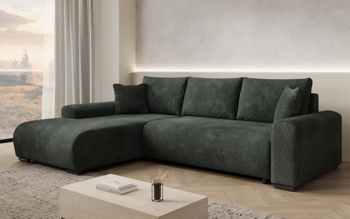 Designer Ecksofa Hanna mit Schlaffunktion und Stauraum