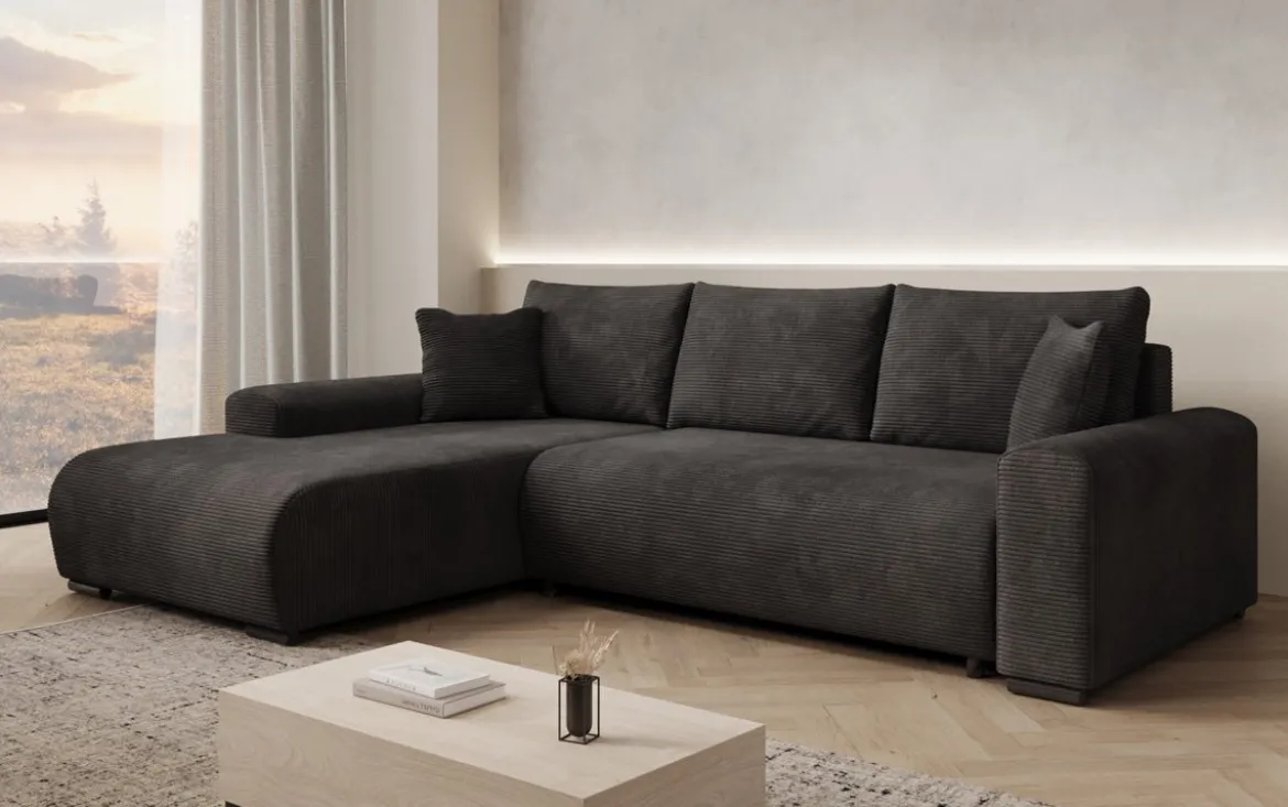 Designer Ecksofa Hanna mit Schlaffunktion und Stauraum