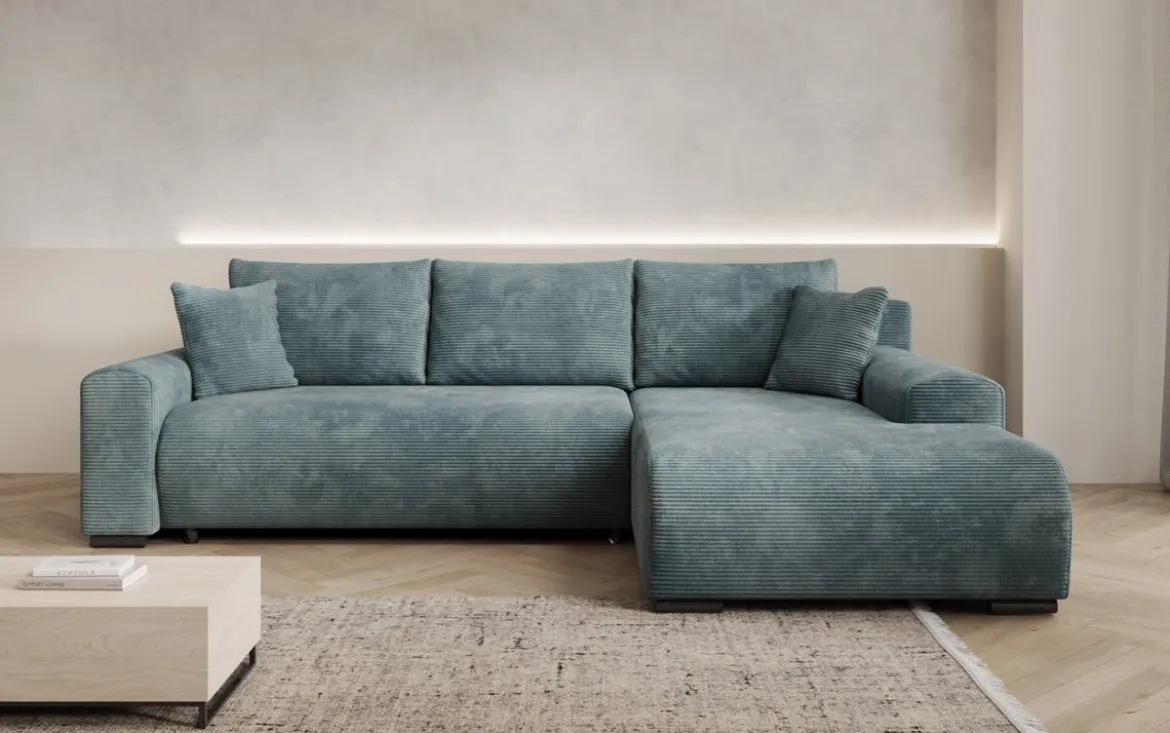 Designer Ecksofa Hanna mit Schlaffunktion und Stauraum