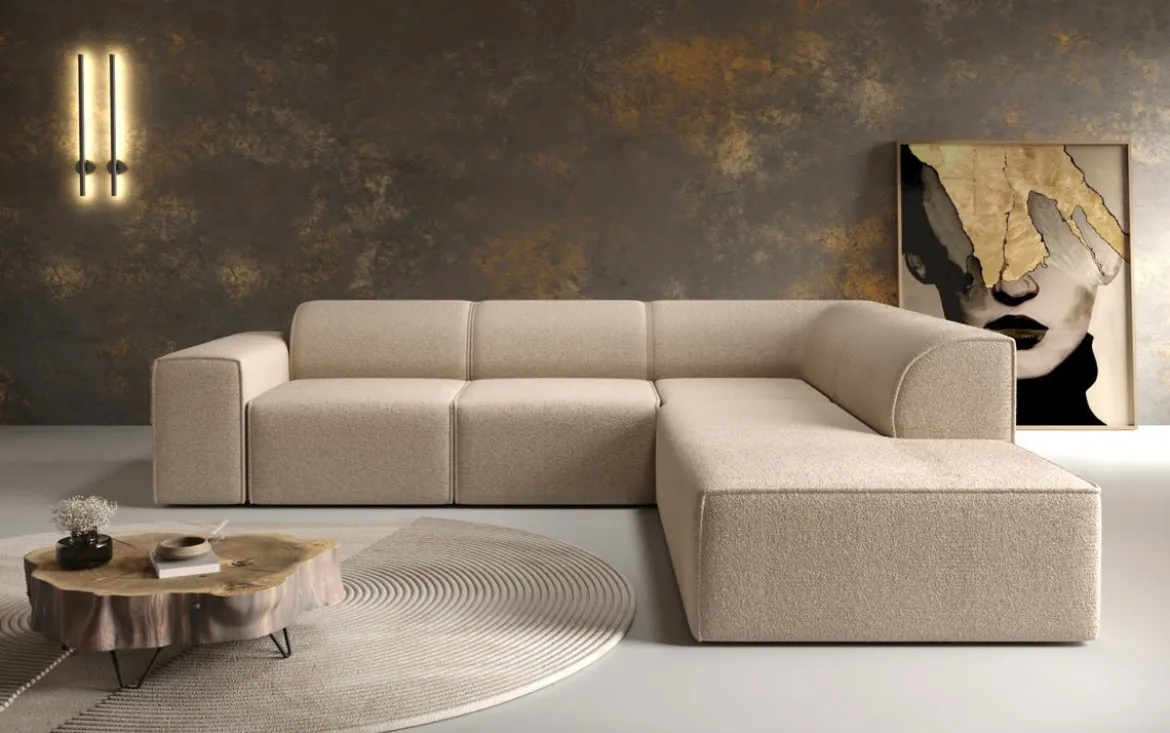 Designer Ecksofa Idiola in Teddy Bouclé
