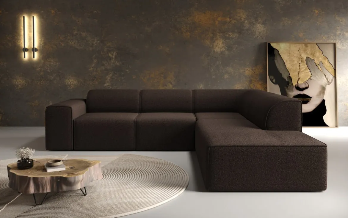 Designer Ecksofa Idiola in Teddy Bouclé