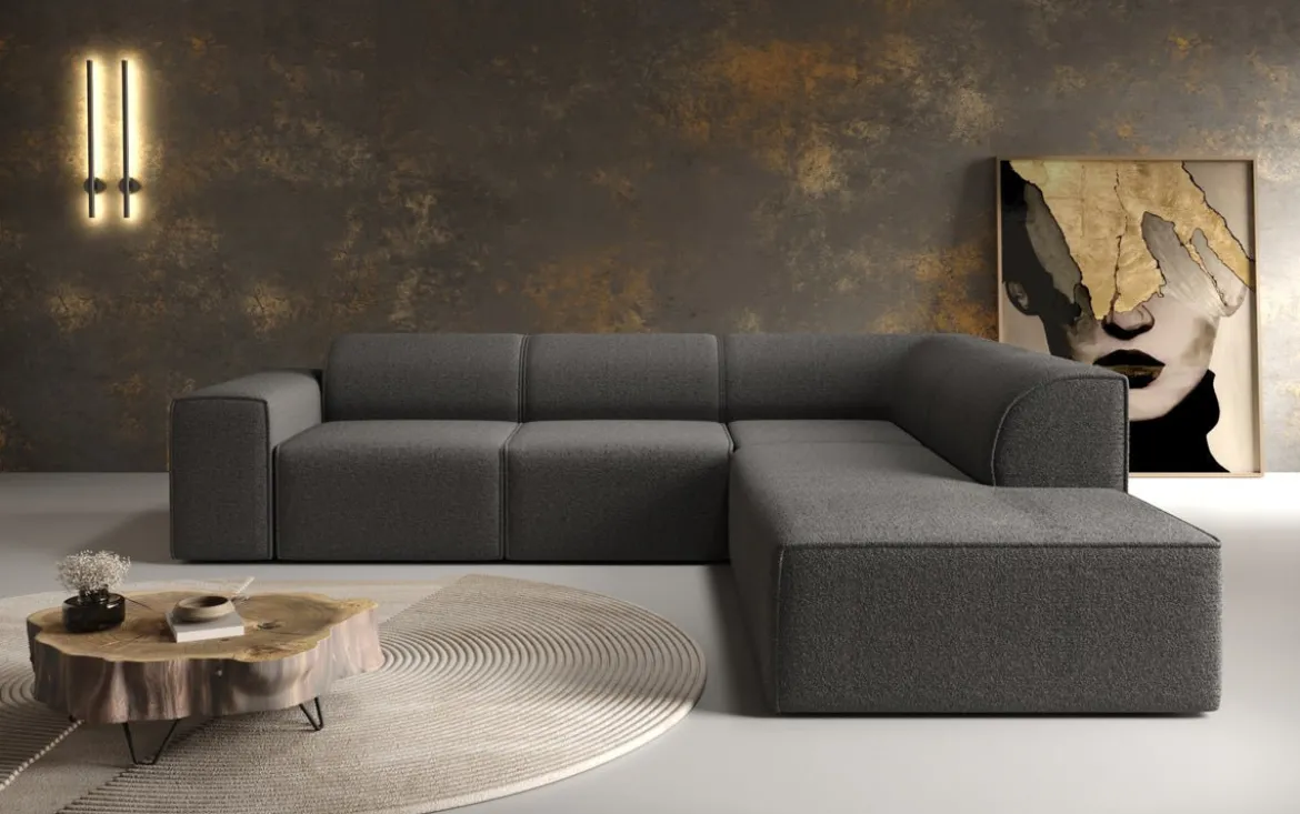 Designer Ecksofa Idiola in Teddy Bouclé