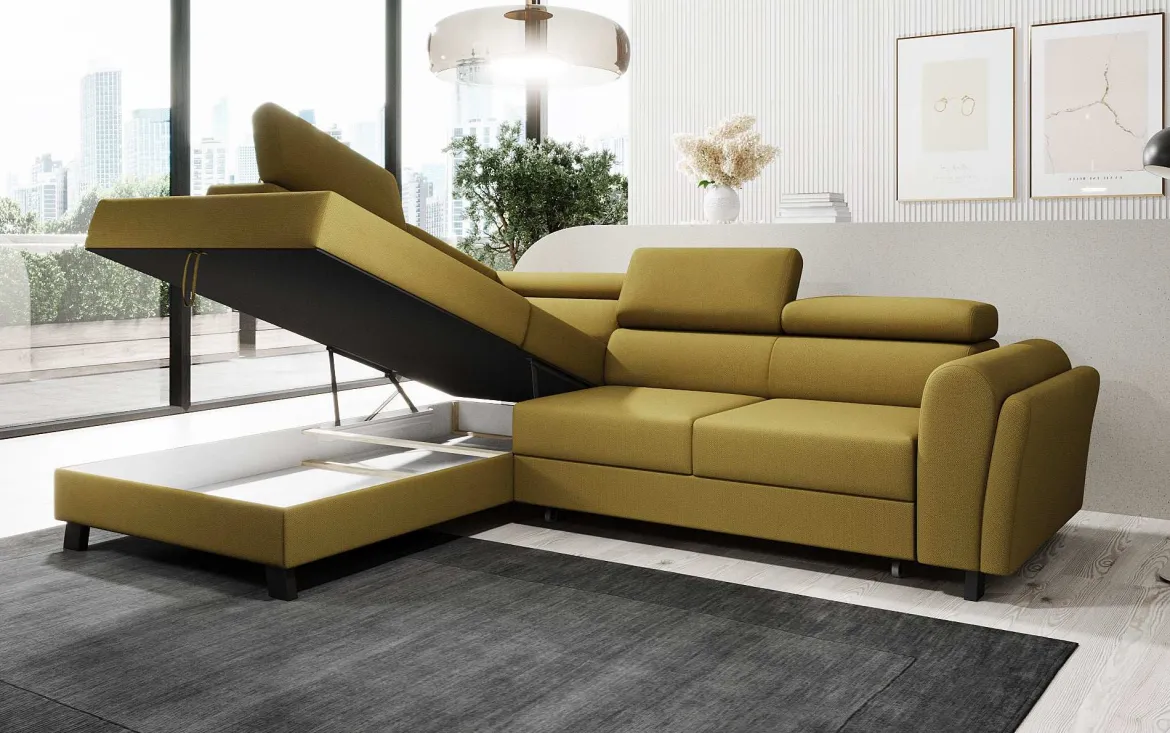 Designer Ecksofa Kira mit Schlaf- und Klappfunktion