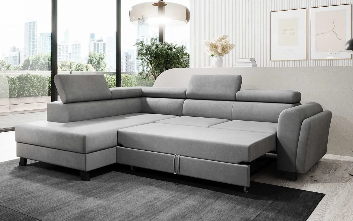 Designer Ecksofa Kira mit Schlaf- und Klappfunktion