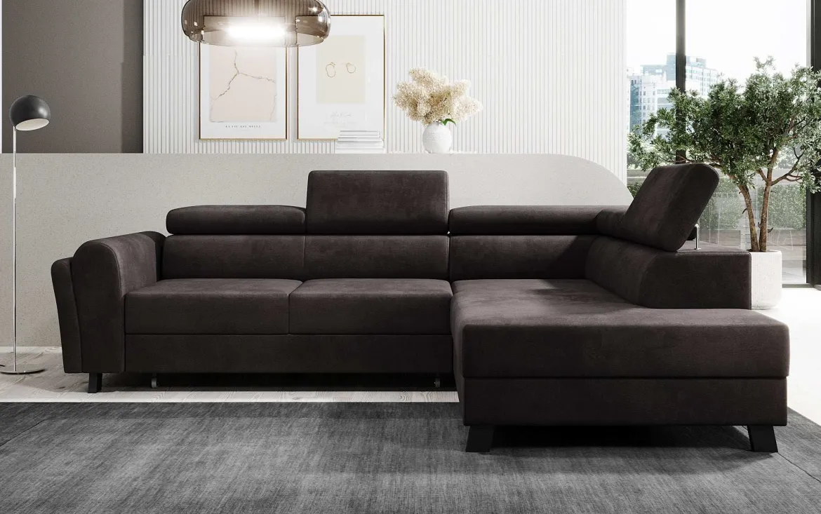 Designer Ecksofa Kira mit Schlaf- und Klappfunktion