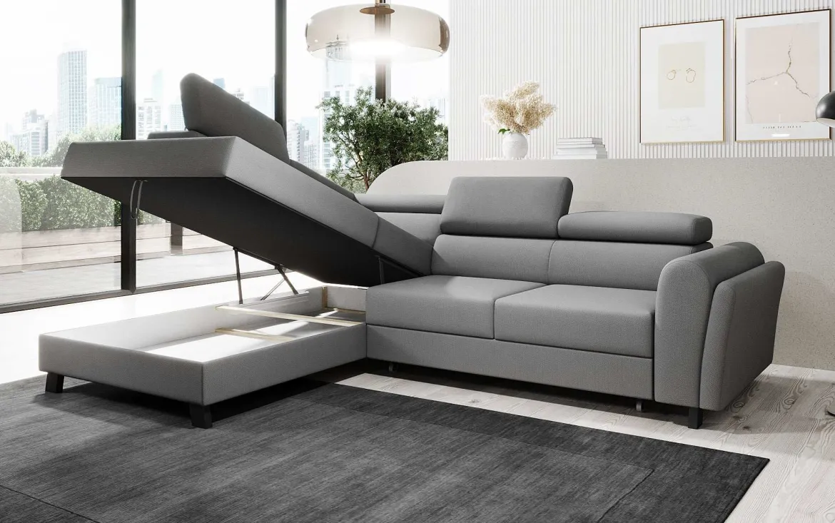 Designer Ecksofa Kira mit Schlaf- und Klappfunktion