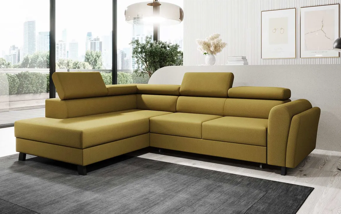 Designer Ecksofa Kira mit Schlaf- und Klappfunktion