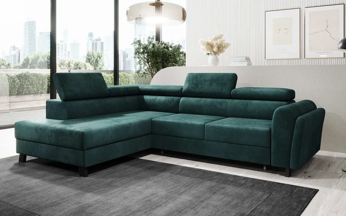 Designer Ecksofa Kira mit Schlaf- und Klappfunktion