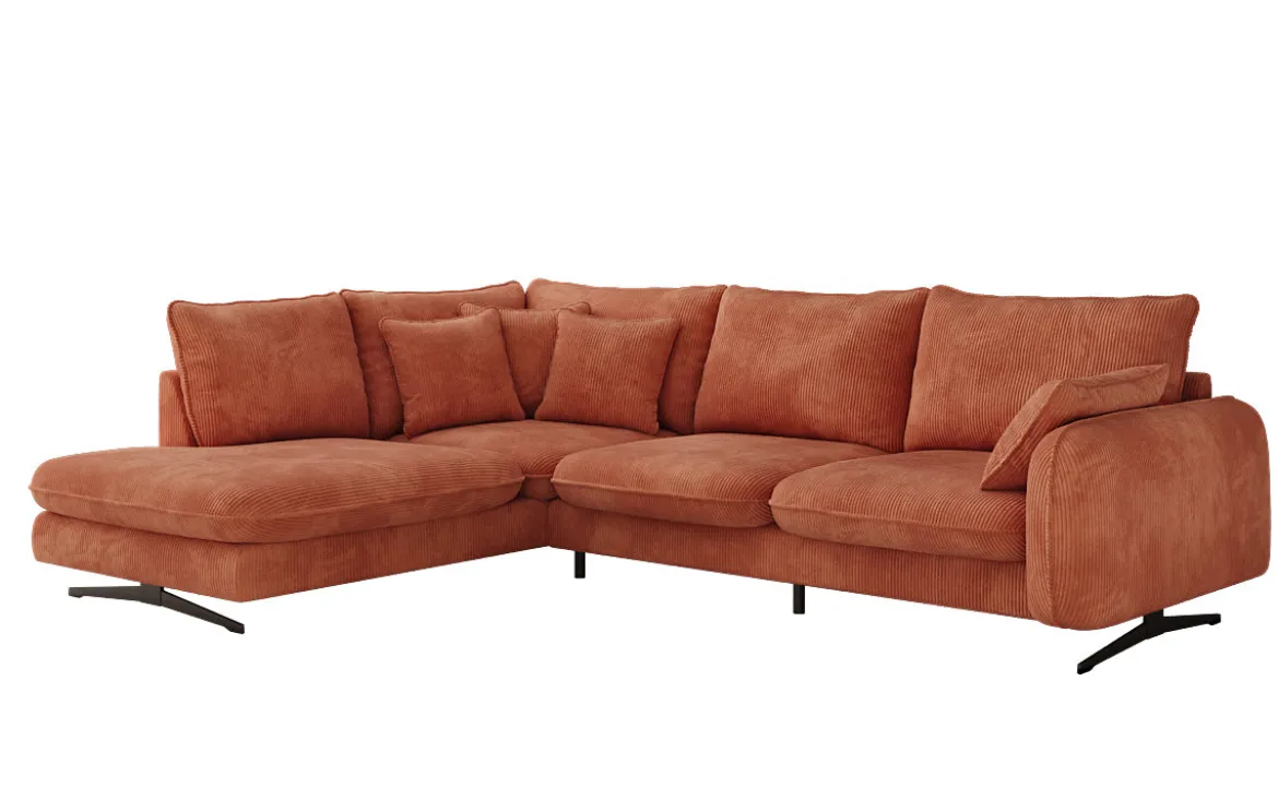 Designer Ecksofa Laguna mit Metallfüße in Cord