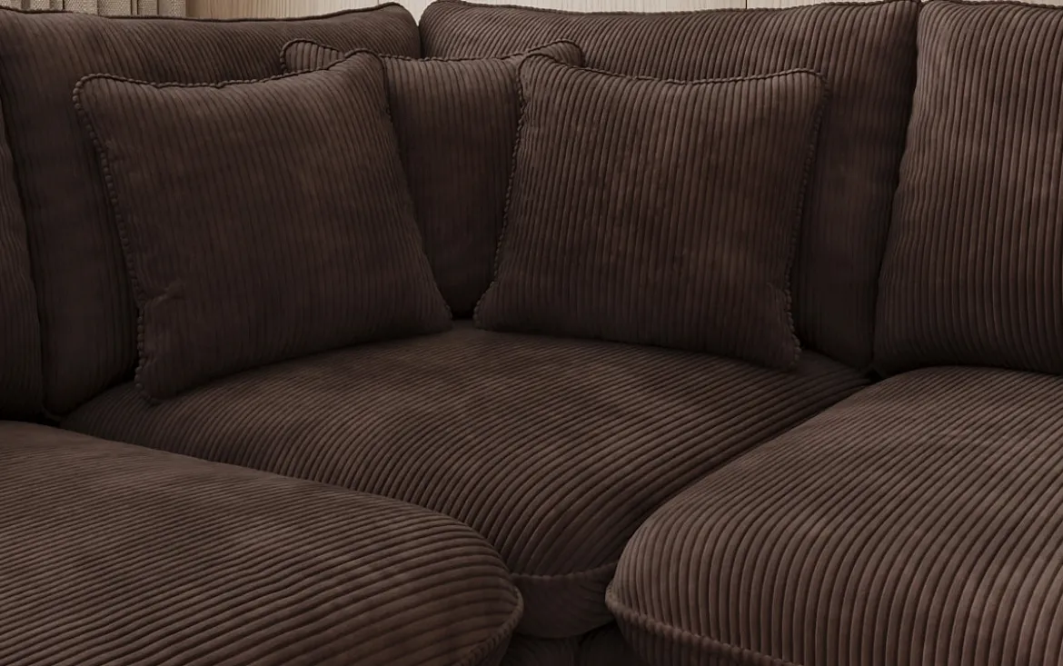 Designer Ecksofa Laguna mit Metallfüße in Cord