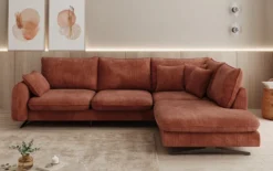 Designer Ecksofa Laguna mit Metallfüße in Cord