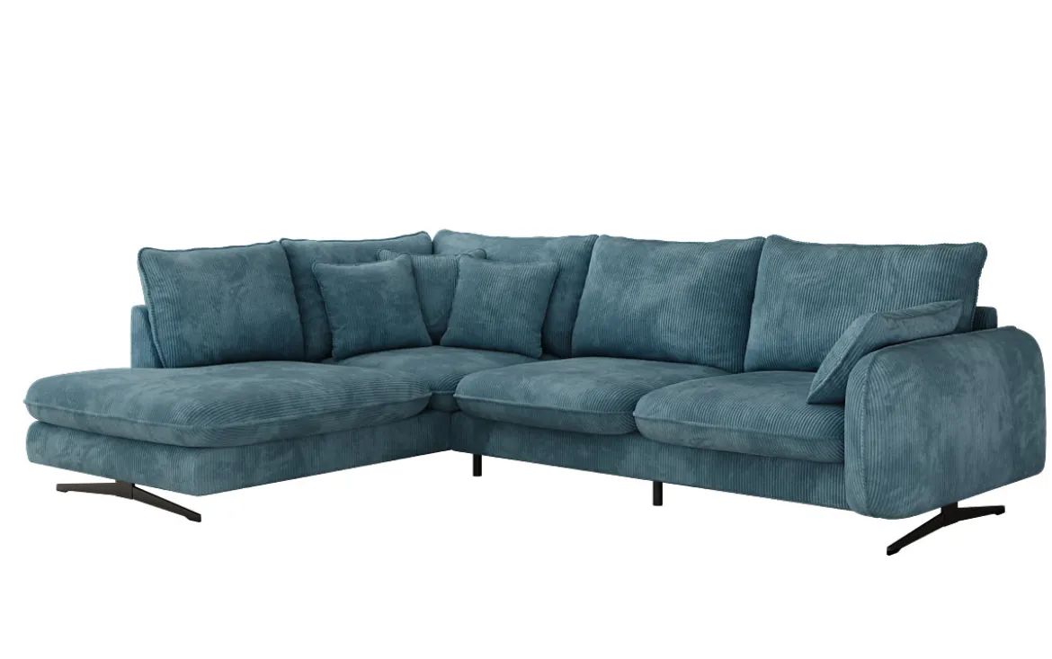 Designer Ecksofa Laguna mit Metallfüße in Cord