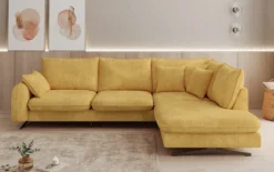 Designer Ecksofa Laguna mit Metallfüße in Cord