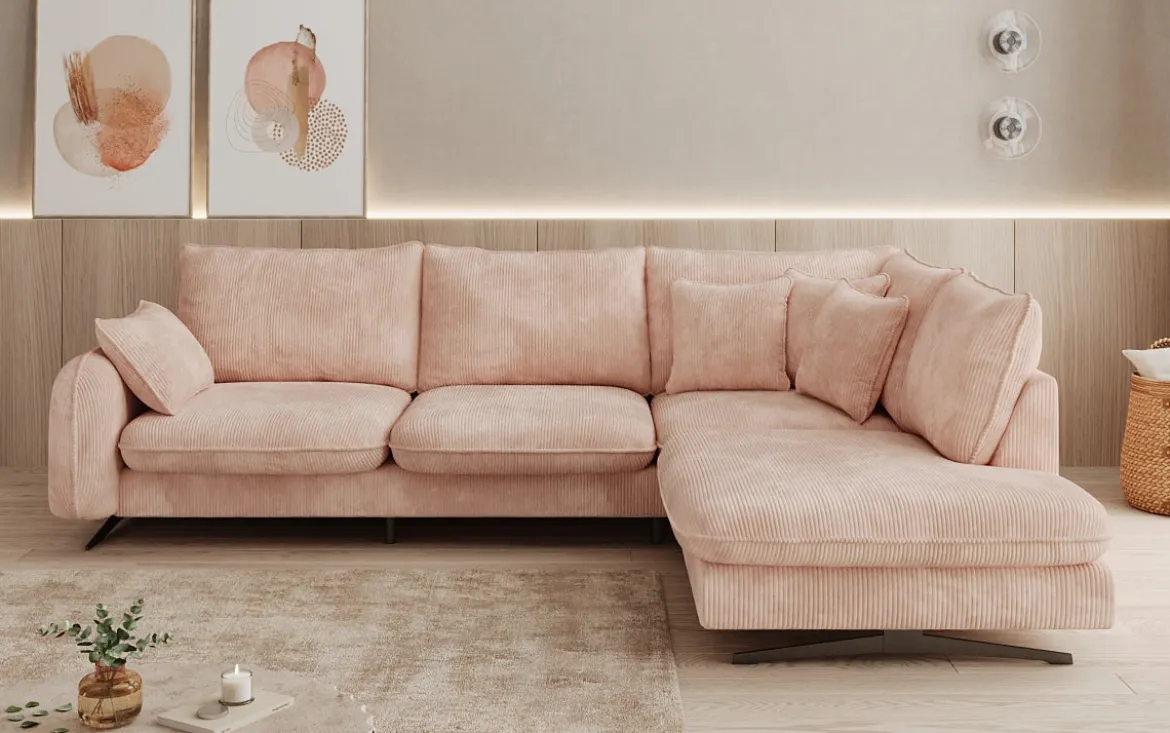 Designer Ecksofa Laguna mit Metallfüße in Cord