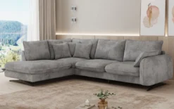 Designer Ecksofa Laguna mit Metallfüße in Cord