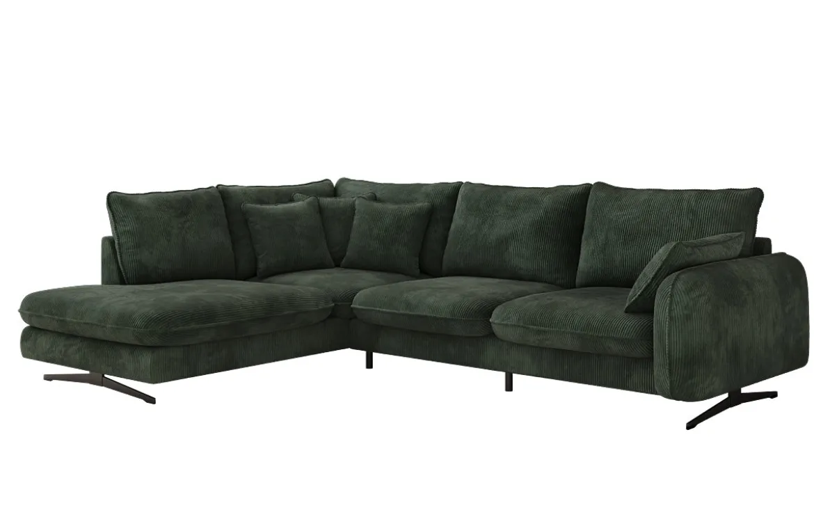 Designer Ecksofa Laguna mit Metallfüße in Cord