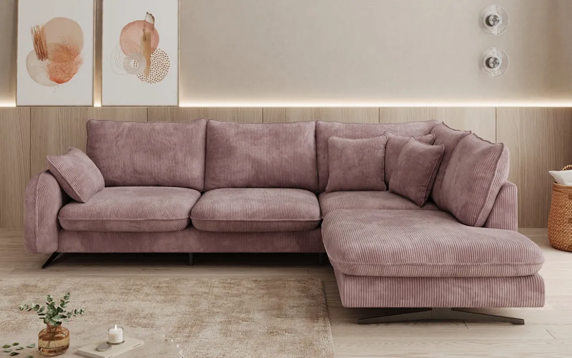 Designer Ecksofa Laguna mit Metallfüße in Cord