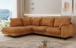Designer Ecksofa Laguna mit Metallfüße in Cord