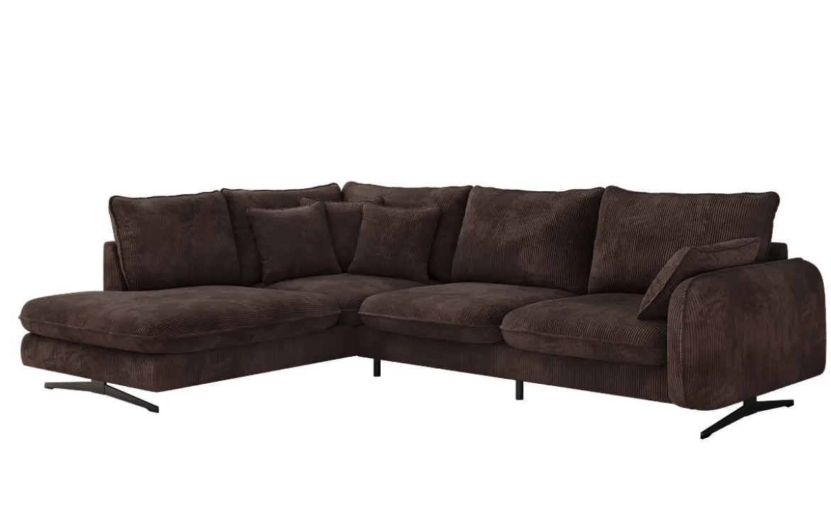 Designer Ecksofa Laguna mit Metallfüße in Cord