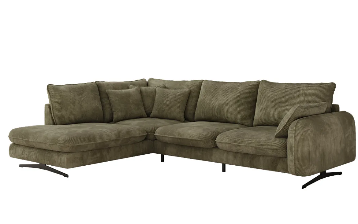 Designer Ecksofa Laguna mit Metallfüße in Cord