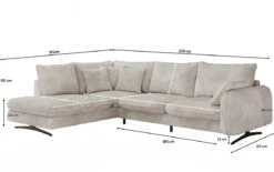 Designer Ecksofa Laguna mit Metallfüße in Cord